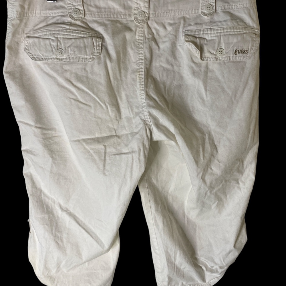 Guess Jeans Womens White Cotton Blend Mid Rise Bermuda Shorts Plus Size 32